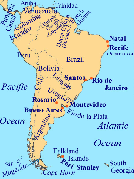 recife carte sud amerique